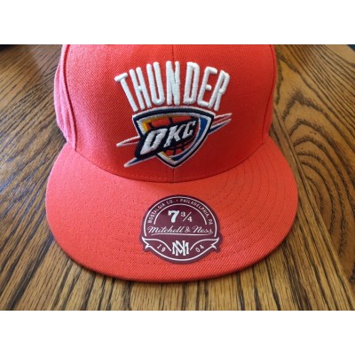 Oklahoma City Thunder OKC Mitchell & Ness Orange Hat 7 3/4 Fitted NEW with Tag  eb-23749051